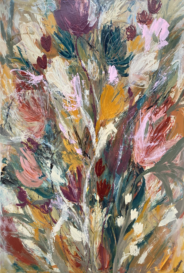 Lærredstryk - Blomstereng